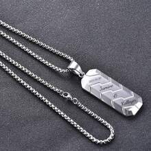 Customized Engraved Geometric Tire Tread Motorcycle Chain Pendant Necklace, Hexagon 3D Pendant, Hip Hop Retro Accessory Gift (Black Small Chain)