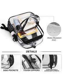 1pc Customized New Fashion Versatile Casual Large Capacity PVC Transparent Backpack, Laptop Bag, Multipurpose Bag, Sports Bag