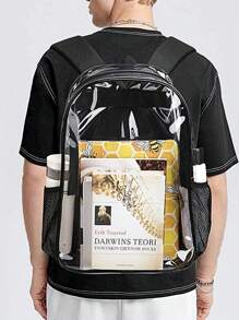 1pc Customized New Fashion Versatile Casual Large Capacity PVC Transparent Backpack, Laptop Bag, Multipurpose Bag, Sports Bag