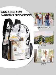 1pc Customized New Fashion Versatile Casual Large Capacity PVC Transparent Backpack, Laptop Bag, Multipurpose Bag, Sports Bag