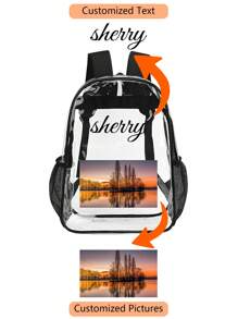 1pc Customized New Fashion Versatile Casual Large Capacity PVC Transparent Backpack, Laptop Bag, Multipurpose Bag, Sports Bag