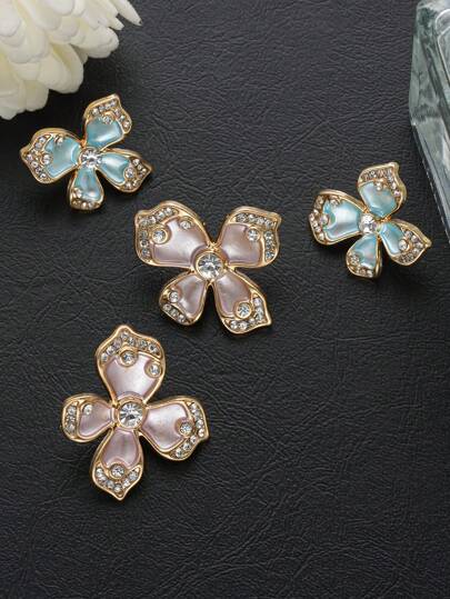 4 قطع/حزمة أزرار معدنية بشكل أسيمتري مرصعة بأحجار الراين والراتينج، مناسبة لجاكيتات، سترات، كارديجانات مُحاكة، معاطف، رياح القصيرة، أزرار تزيينية، DIY للأحذية والقبعات وصناديق الهدايا والحقائب والإكسسوارات الخياطة للمجوهرات