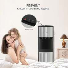 COSVALVE Bottom Loading Water Dispenser 5 Gallon,Hot Cold And Room Water Cooler With 3 Temperature Spouts, Empty Bottle Indicator Child Safety Lock Stainless Steel Black Home And Office Use - 美規A型插(110-127V) - 查看 3