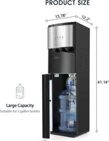 COSVALVE Bottom Loading Water Dispenser 5 Gallon,Hot Cold And Room Water Cooler With 3 Temperature Spouts, Empty Bottle Indicator Child Safety Lock Stainless Steel Black Home And Office Use - 美規A型插(110-127V) - 查看 5