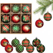 9 Piezas Bolas de Navidad Adornos de Bolas de Navidad de 60 mm Decoración de Árbol de Navidad Bolas Inastillables Adornos de Bolas Colgantes Decorativos de Temporada para Fiesta de Navidad Boda Vacaciones Decoración del Hogar Rojo Verde