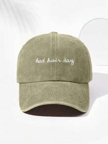 1 件刺绣“Bad Hair Day”水洗棒球帽，透气可调节高尔夫遮阳帽，适合户外活动，女士夏季时尚弧形帽檐遮阳帽，男士/中性 Y2K 风格遮阳帽 - 刺繡 - 查看 20