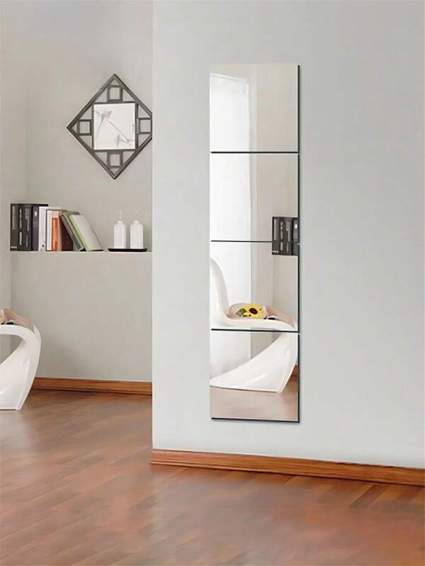 4/6/8 Stück quadratische Wand-Spiegel-Aufkleber, 2mm dickes Acrylmaterial 3D Spiegel-Wandfliesen, geeignet für Wohnzimmer, Schlafzimmer, Küche, Badezimmer.