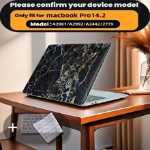 有 4 种大理石图案可供选择，并配有键盘保护膜。它与 MacBook Air Pro 保护套、13/14/15/16 英寸电脑保护套兼容，并配有键盘保护膜，A1370、A1534、A1502、A1707、A2337、A1932、A2179、A2338、A1706、A1708、A2681 塑料硬壳笔记本电脑保护套，黑色、蓝色大理石图案 A2485 A2442、A1466 A1369