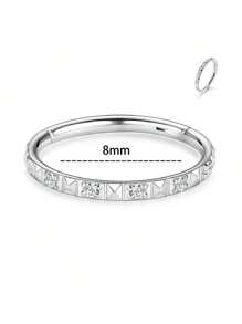 1pc Titanium Nose Rings Cubic Zirconia Septum Rings Hinged Seamless Piercing Rings For Nose Conch Septum Cartilage Helix Tragus Rook Daith Lobe Piercing Jewelry - G23 Titanium Septum Rings - View 12