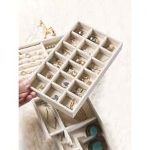 1个可叠放天鹅绒首饰托盘，首饰收纳盒，天鹅造型首饰展示托盘，抽屉式首饰托盘，手表架 - 彩色 - 查看 6