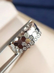 1Pc Personalized Simple Delicate Glossy Honeycomb Ring For Women Ring 925 Sterling Silver Delicate Ladies Jewelry Gift