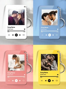 1 件定制照片钥匙扣、个性化雕刻歌曲名称钥匙扣、个性化照片钥匙扣、个性化歌曲名称亚克力钥匙扣、口袋中定制照片钥匙扣、生日礼物、周年纪念礼物、情人节礼物、父亲节礼物、毕业礼物、图形印刷 - 彩色 - 查看 3