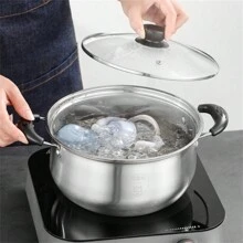 Multipurpose Stainless Steel Soup Pot: Perfect For Induction Cooking With Thick Base, Glass Lid & Elegant Design - View 5