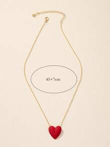 1 件心形水晶水钻装饰蛇链项链，时尚节日礼物 - 紅色 - 查看 4