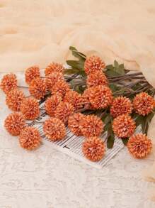 1/3/5Pcs/Pack Artificial Flowers 5 Head Dandelion False Flower Small Thorn Ball Hydrangea Simulation Plant Artificial Silk Ball Chrysanthemums, Thanksgiving Halloween Harvest Decor, Home Decor, Room Decor, Wedding Decor
