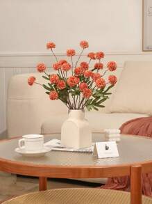 1/3/5Pcs/Pack Artificial Flowers 5 Head Dandelion False Flower Small Thorn Ball Hydrangea Simulation Plant Artificial Silk Ball Chrysanthemums, Thanksgiving Halloween Harvest Decor, Home Decor, Room Decor, Wedding Decor