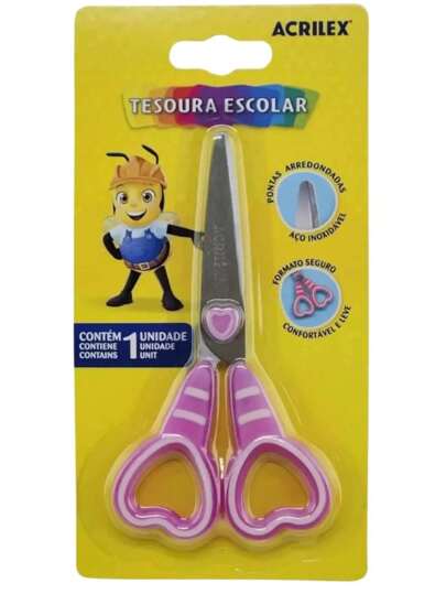Tesoura Escolar Acrilex Coração 13 cm ref.22538
