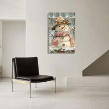 Charming Snowman Canvas Art - Wooden Framed Wall Decor For Living Room, Bedroom, Hallway | Perfect Winter Home Accent
