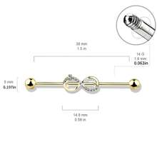 1件装无限符号耳环，镶嵌合成锆石，316不锈钢时尚小众工业风长款耳桥耳环，人体穿刺饰品，适合约会、派对、日常佩戴 - 無窮符號 - 查看 3