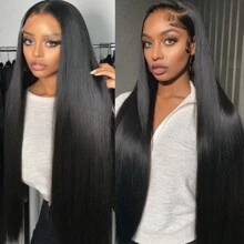 40Inch 250% Density 13x6 Lace Front Wigs Human Hair Straight HD Lace Front Wigs Human Hair 250% Density Pre Plucked With Baby Hair Straight Wigs Frontal Wigs Human Hair For Women Natural Black - Natural Black - View 6