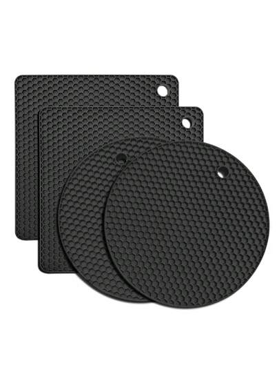 Pack Of 4, Multi-Purpose Silicone Thermal Insulation Pad, Microwave Oven Pad, Kitchen Thermal Pad, Hot Dish Thermal Insulation Pad, Placemat, Suitable For Hot Pot Pots, Bowls, Kitchen Counters, Heat Resistant
