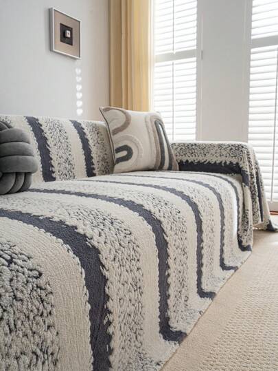 1pc Fashionable Plush Sofa Cover, Luxurious Minimalist Soft Skin-Friendly Sofa Slipcover, Anti-Slip Anti-Dust Anti-Scratch, Suitable For Bedroom, Living Room, Study, Party Venue, 1-4 Seater Sofa, L-Shaped Sofa, Sofa Protection, Sofa Decor, Autumn/Winter