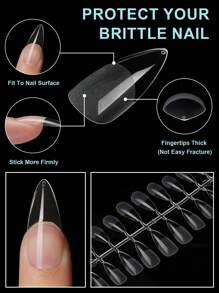 Nail Kingdom 120入組長形杏仁透明假指甲套裝，用於延伸壓克力指甲供應 - 無色 - 查看 4