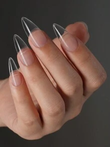 Nail Kingdom 120入組長形杏仁透明假指甲套裝，用於延伸壓克力指甲供應 - 無色 - 查看 5