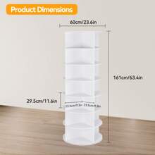 6/7-Tier Rotating Shoe Rack Tower, 360° Spinning Shoe Organizer Carousel, Vertical Shoe Display For Closet Storage, Holds 24/28+ Pairs (White) - trắng - Xem 3