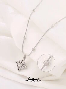 1 Pc Vintage Stainless Steel Geometric Celtic Knot Charm Necklace For Women For Daily Decoration Jewelry Gifts