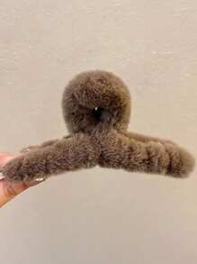 4/1 件女孩彩色毛绒发爪夹，可爱毛茸茸发夹，毛茸茸发夹发夹日常使用发饰发夹发夹发夹发夹，休闲秋冬度假装女士