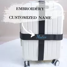 Personalised Cross Luggage Strap Suitcase Luggage Belt With Your Name / Text - Black - View 2