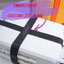 Personalised Cross Luggage Strap Suitcase Luggage Belt With Your Name / Text - Black - View 3