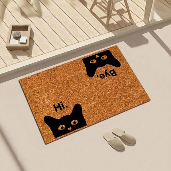 1 Stück Teppich aus Diatomeenerde-Gewebe, 3,5mm Dicke, einfaches Katzenmuster, stabil, weich und bequem, leicht und einfach zu reinigen, maschinenwaschbar, geeignet für den Eingangsbereich, das Badezimmer, die Waschküche, den Stuhl, den Wintergarten und den Innenbereich