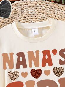 Young Girl Letter Print Short Sleeve T-Shirt