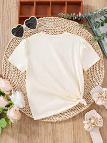 Young Girl Letter Print Short Sleeve T-Shirt