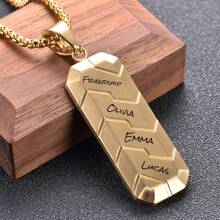 Customized Engraved Geometric Tire Tread Motorcycle Chain Pendant Necklace, Hexagon 3D Pendant, Hip Hop Retro Accessory Gift (Black Small Chain)