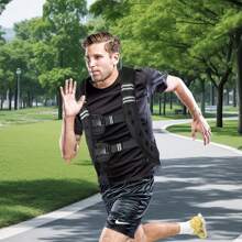 Gewichtsweste 10Kg, Weighted Vest Verstellbare Laufweste Trainingsweste Gewichtsmanschetten mit Reflexstreifen und Verstell-Riemen für Krafttraining Laufen Fitness - Schwarz - Übersicht 5