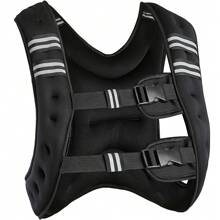 Gewichtsweste 10Kg, Weighted Vest Verstellbare Laufweste Trainingsweste Gewichtsmanschetten mit Reflexstreifen und Verstell-Riemen für Krafttraining Laufen Fitness - Schwarz - Übersicht 2