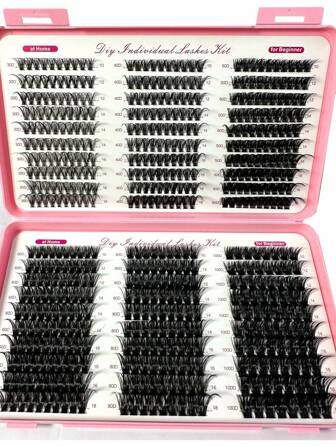 570/60 racimos de pestañas postizas individuales de mink falso, suaves y naturales, con rizado 30D-100D/10-18mm de longitud mixta, pestañas gruesas y esponjosas con efecto wispy, adecuadas para cualquier estilo de pestañas, extensiones de pestañas cosméticas