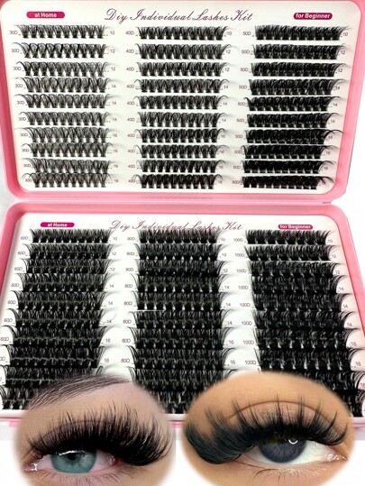 570/60 Clusters Eyelashes Thick & Fluffy Wispy Lashes 0.07mm D Curling False Eyelashes 30D-100D/10-18mm Mixed Length Faux Mink Individual Eyelashes Natural Soft Eyelash Extension Cosmetics Suitable For Any Style
