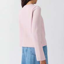 Women's Fall Knit Cardigan Solid Color Long Sleeve One Button Open Front Fitted Sweater - Hồng - Xem 2