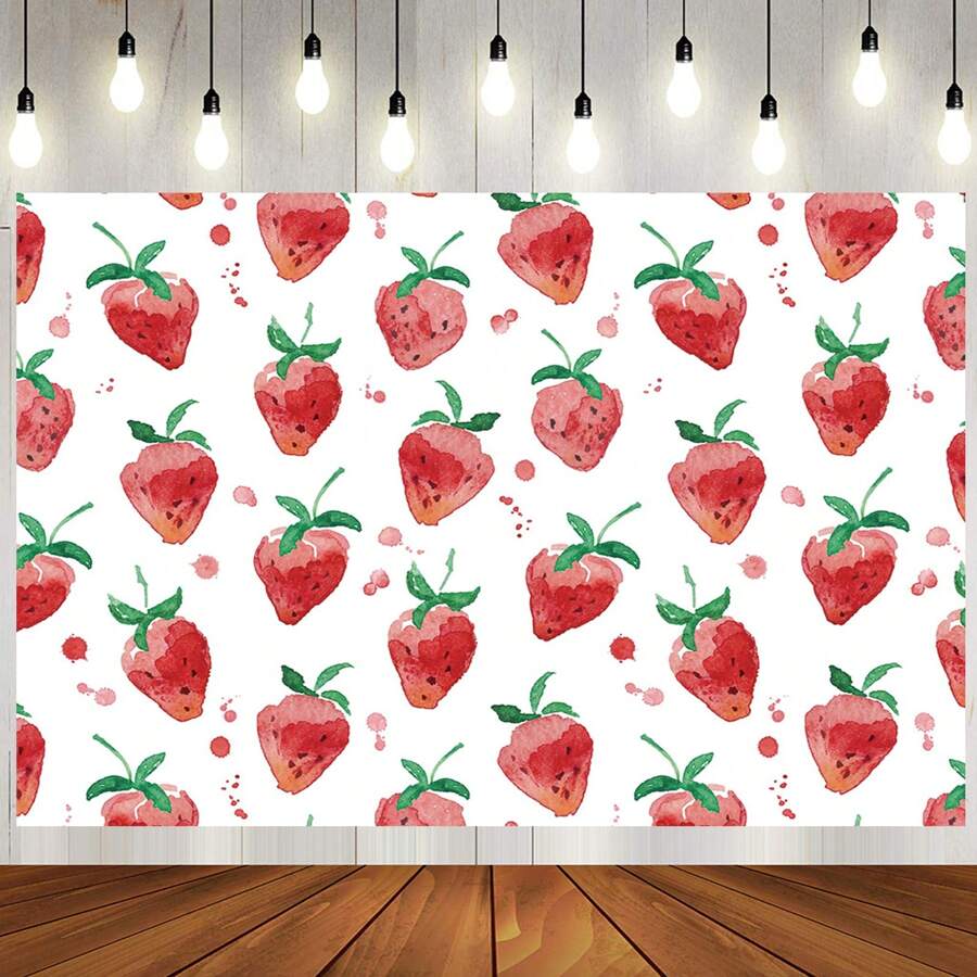 1 tấm phông nền chụp ảnh dâu tây đỏ, vải polyester màu nước màu hồng, biểu ngữ tiệc mừng Giáng sinh 59x39,3/82,6x59 inch, phông nền chụp ảnh trực tiếp trong nhà ngoài trời cho studio Giáng sinh - Nhiều màu - Xem 1