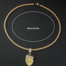 1pc Recién Llegado Corona Unisex Y Colgante De Cabeza De León Con Diamantes De Imitación Para Collar, Chapado En Oro - Amarillo Oro - Ver 5