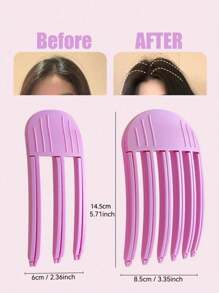 1 个丰盈发根夹 - 3 - 6 齿梳，适合蓬松造型，易于使用的蓬松美发工具，防风塑料梳子垫发根头发，高额头蓬松韩国女士刘海蓬松无缝夹 - 紫色 - 查看 3