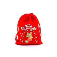 1 bolsa de regalo de Navidad - 1 pieza aleatoria de bolsa de regalo de franela con cordón, bolsa de embalaje de caramelos, 12 piezas (rojo) - Multicolor - Ver 16