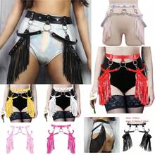 女式性感皮革腰带流苏朋克背带金属身体笼