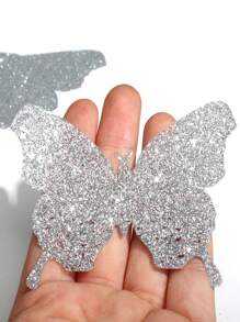 96pcs/48pcs Glitter Silver 3D Butterfly Wall Sticker, Stickers, Wall Decal, Vinyl Decal For Home Decorations, Spring Decoration Items Refresh Your Home, Rama Decoration Stickers - Silver - View 6