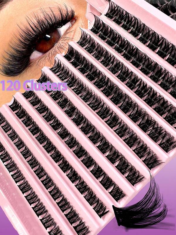 120pcs 0.07mm D-Curl 8-16mm Thin Individual False Eyelashes, Natural Look, Fluffy Cluster Fake Lashes, DIY Eyelash Extension