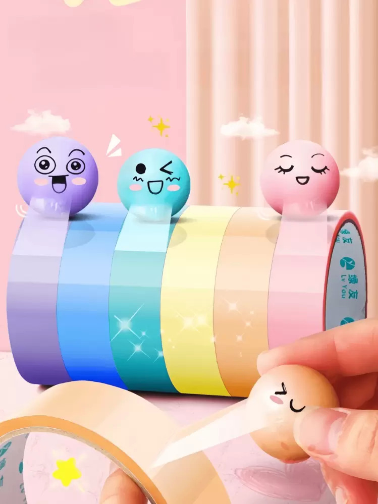 颜色随机混装粘球胶带马卡龙儿童粘胶减压粘球玩具DIY减压 - 彩色 - 查看 1